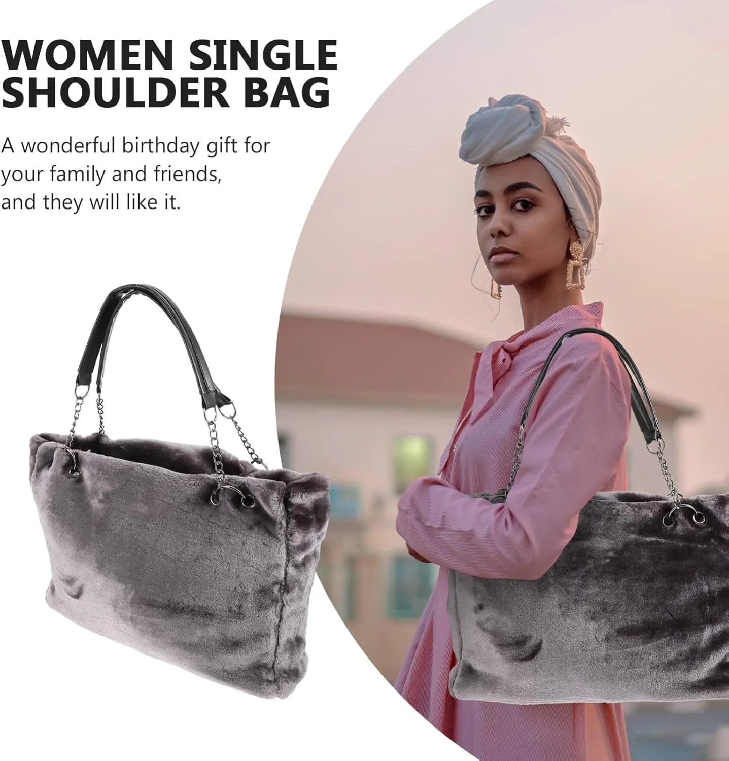 Womans Purse Plush Handbag Handbag Plush Women's Shoulder Bag Autumn Single Shoulder Bag Womans Purses