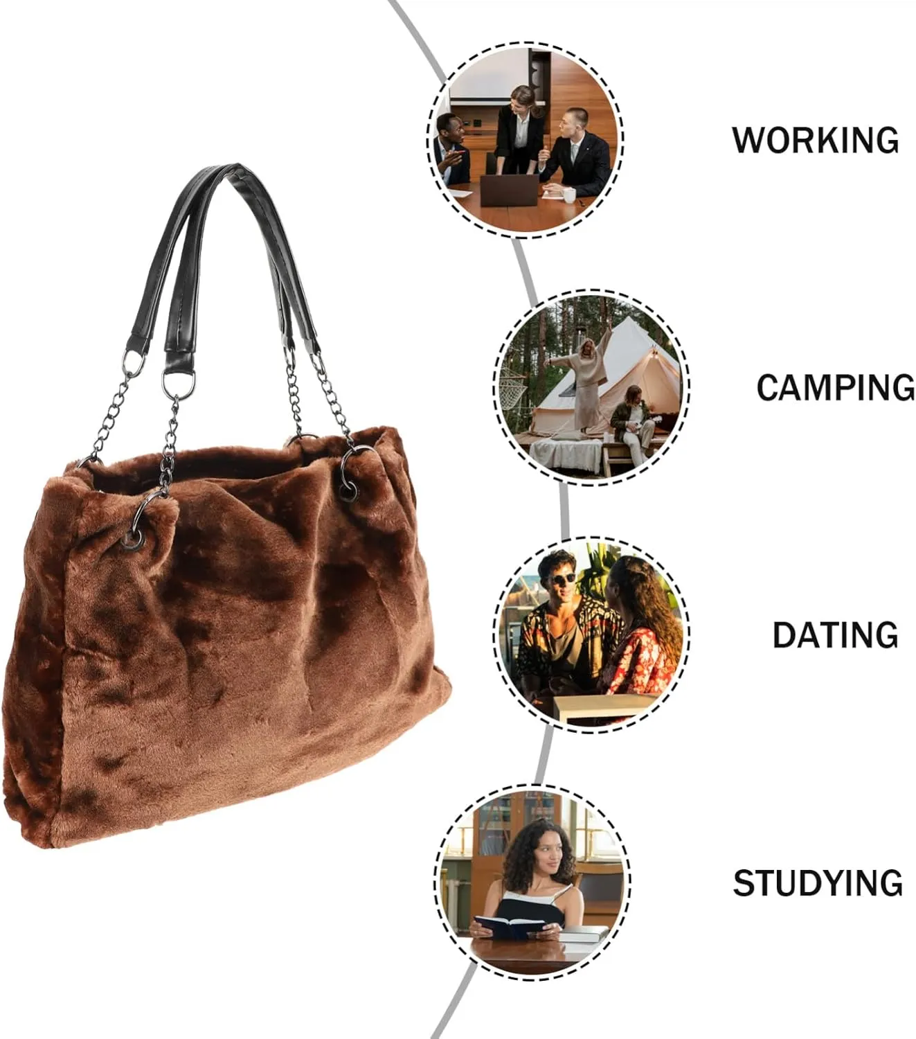 Womans Purse Plush Handbag Handbag Plush Women's Shoulder Bag Autumn Single Shoulder Bag Womans Purses
