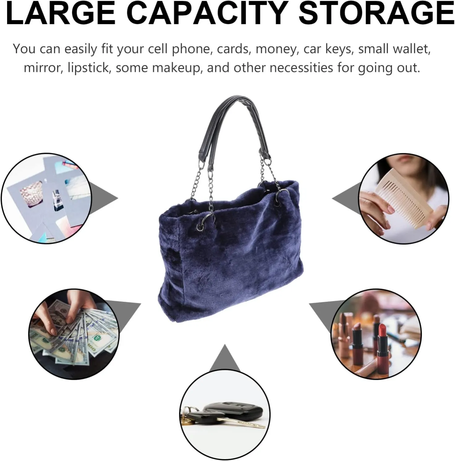 Womans Purse Plush Handbag Handbag Plush Women's Shoulder Bag Autumn Single Shoulder Bag Womans Purses
