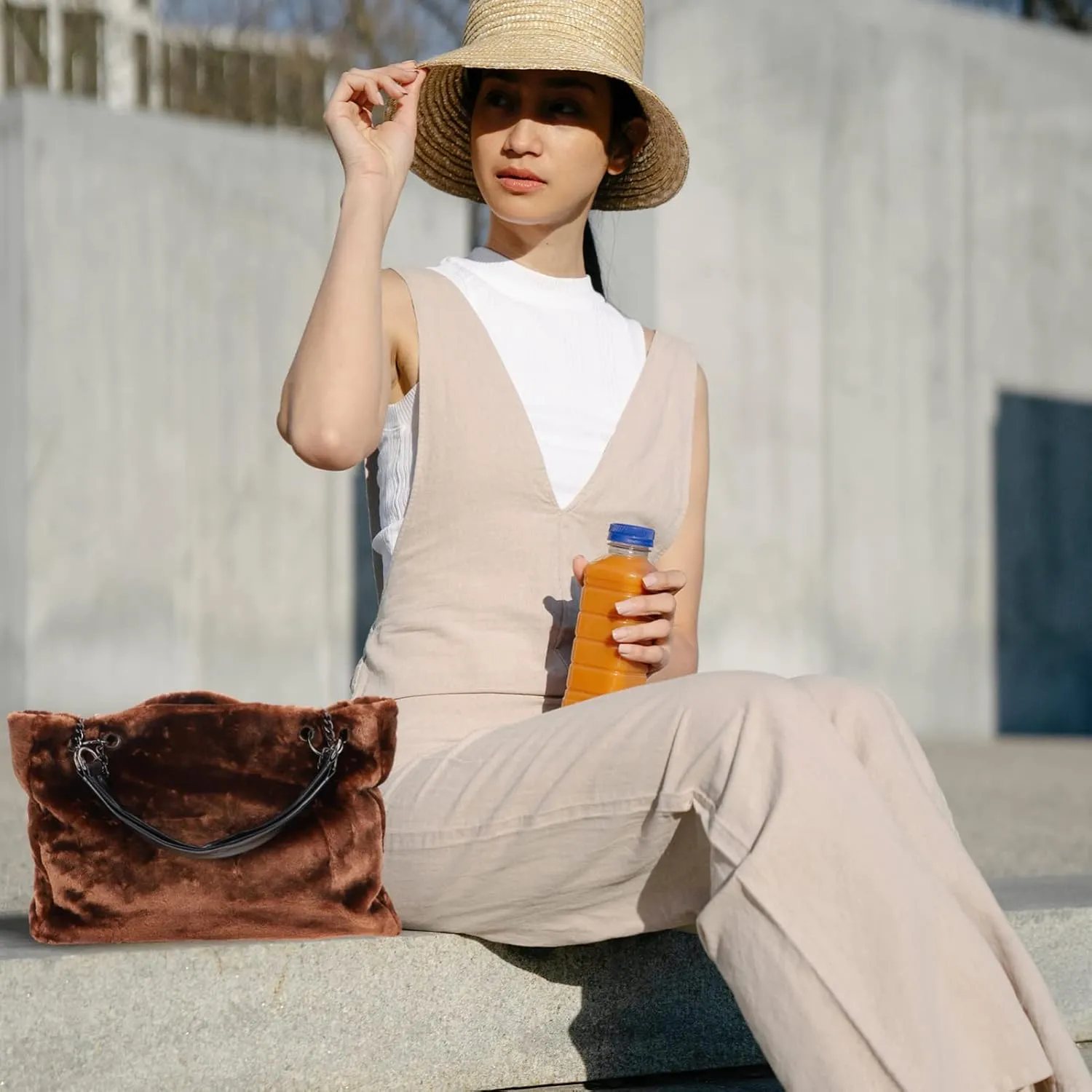 Womans Purse Plush Handbag Handbag Plush Women's Shoulder Bag Autumn Single Shoulder Bag Womans Purses