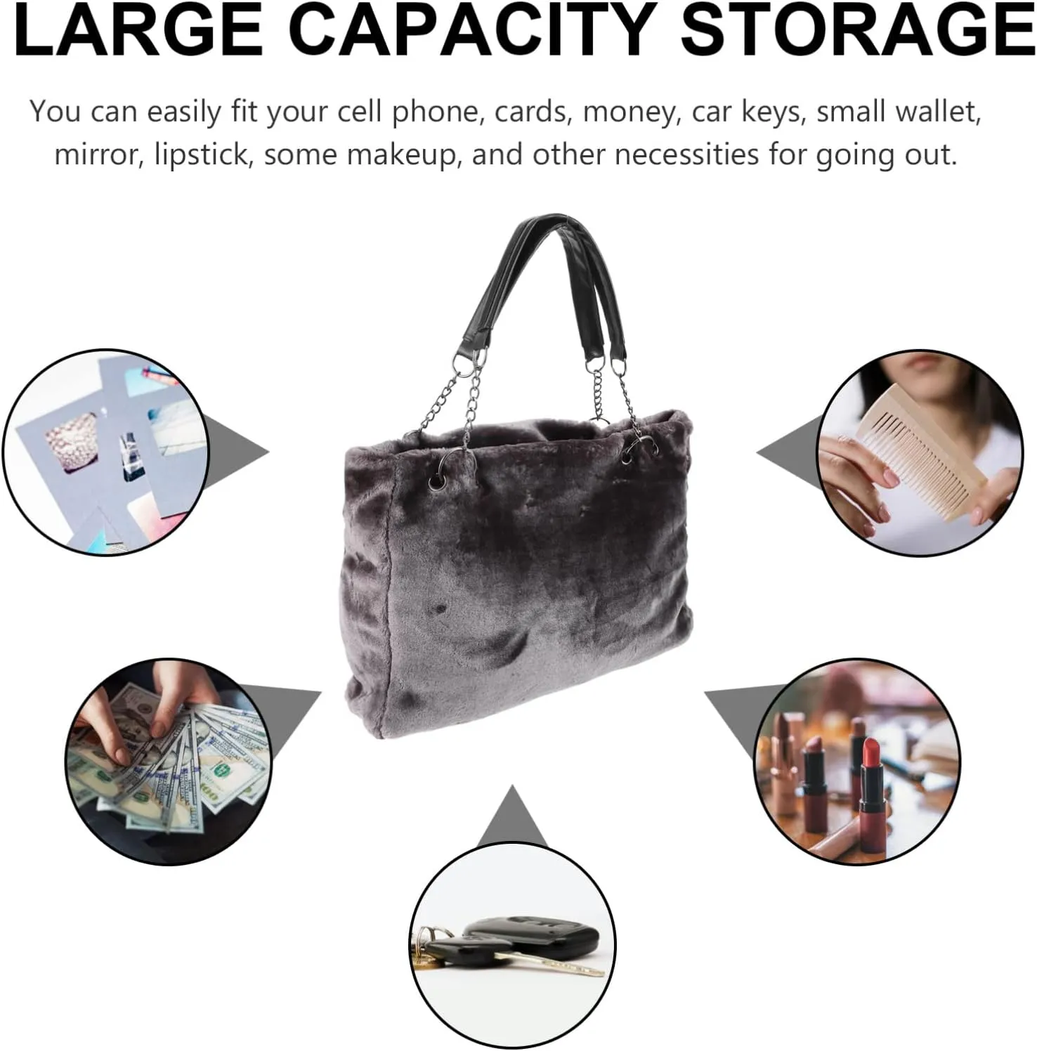 Womans Purse Plush Handbag Handbag Plush Women's Shoulder Bag Autumn Single Shoulder Bag Womans Purses