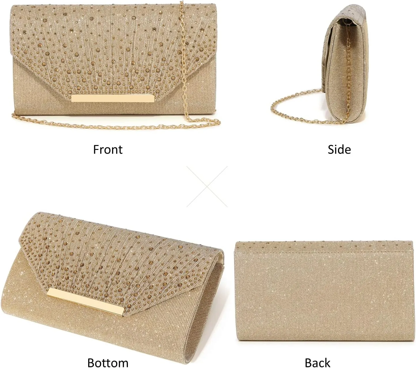 Women Evening Bags Glitter Sequins Clutch Purses for Women Shiny Crystal Falp Handbag Formal Wedding Party Prom Purse