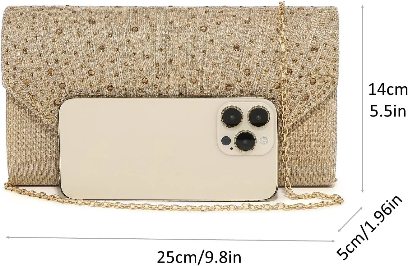 Women Evening Bags Glitter Sequins Clutch Purses for Women Shiny Crystal Falp Handbag Formal Wedding Party Prom Purse