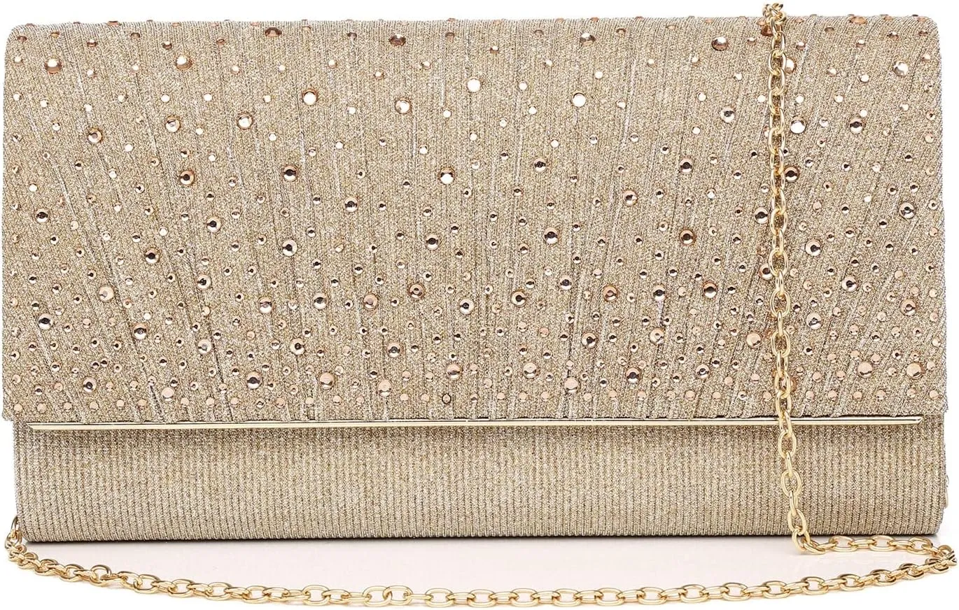 Women Evening Bags Glitter Sequins Clutch Purses for Women Shiny Envelope Handbag Formal Wedding Party Prom Purse