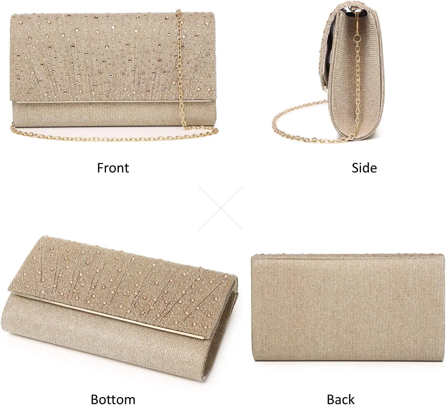 Women Evening Bags Glitter Sequins Clutch Purses for Women Shiny Envelope Handbag Formal Wedding Party Prom Purse