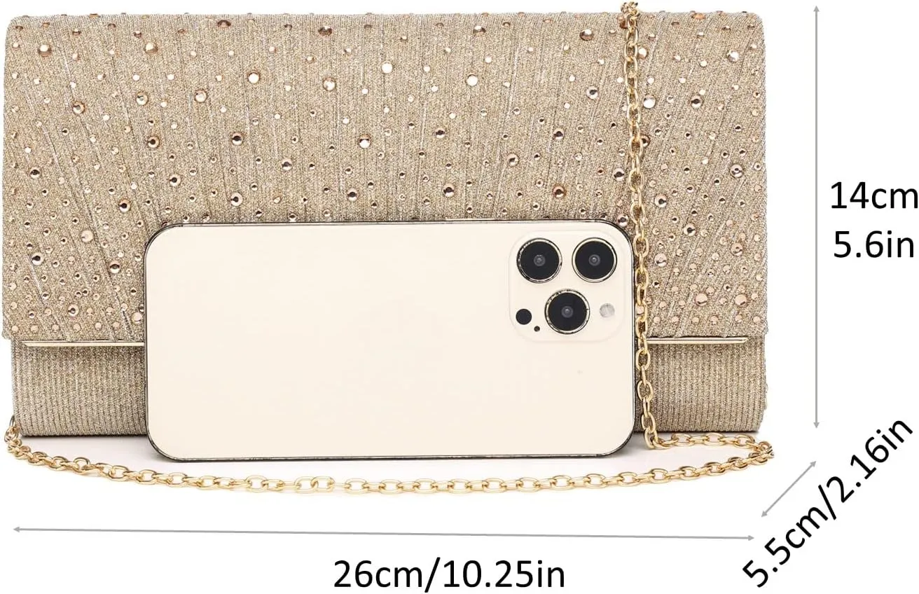Women Evening Bags Glitter Sequins Clutch Purses for Women Shiny Envelope Handbag Formal Wedding Party Prom Purse
