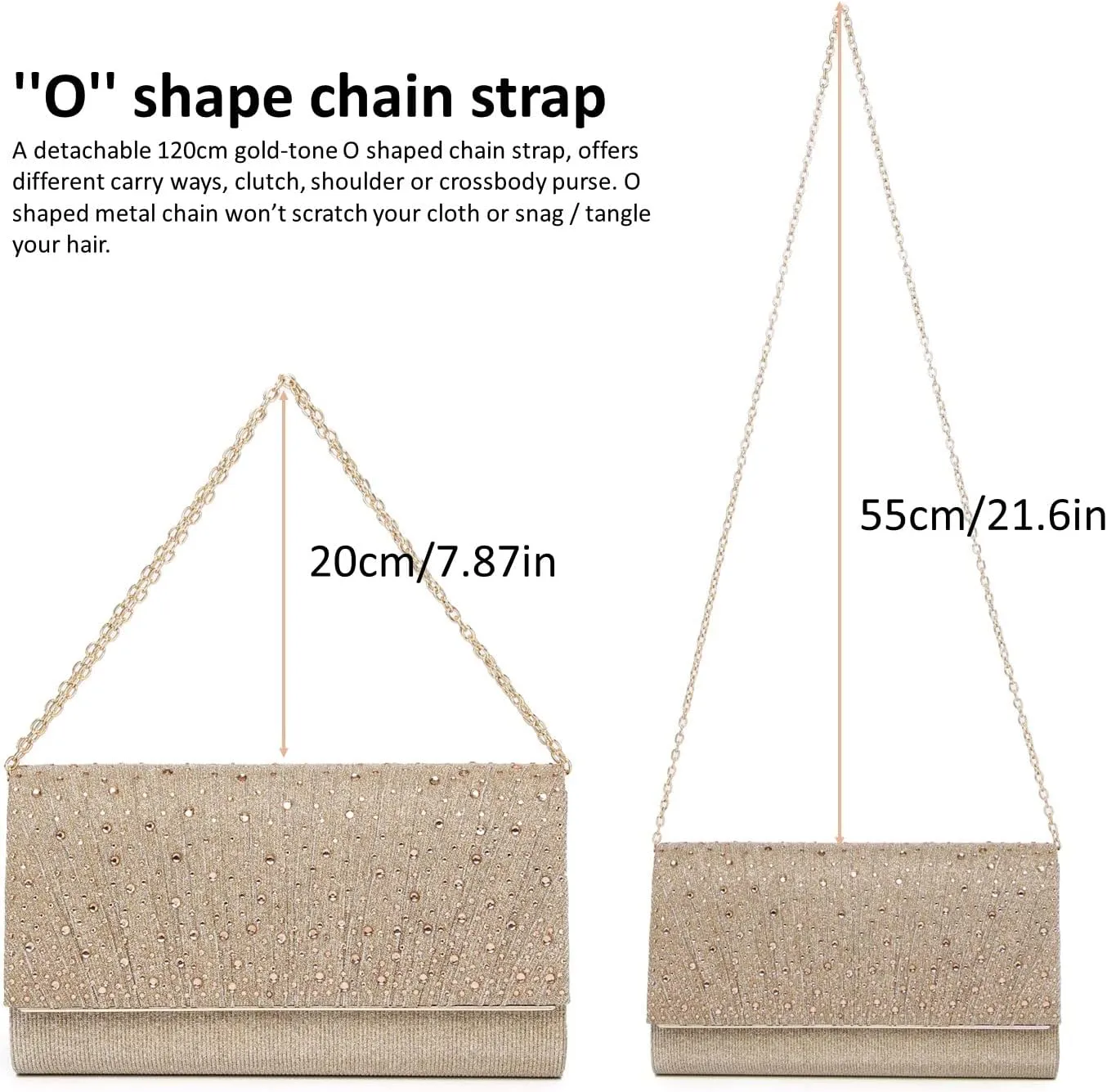 Women Evening Bags Glitter Sequins Clutch Purses for Women Shiny Envelope Handbag Formal Wedding Party Prom Purse