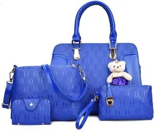Women Fashion Handbags and Purses 4pcs Set Synthetic Leather Top Handle Satchel Shoulder Bag for Christmas