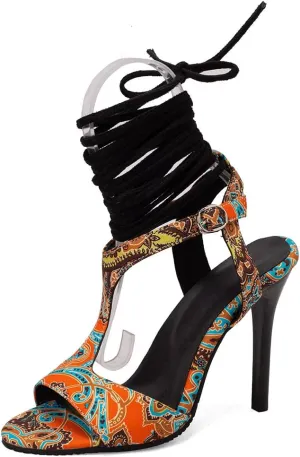 Women Fashion Stiletto Heel Lace-up Summer Shoes Ankle Strap Sandals