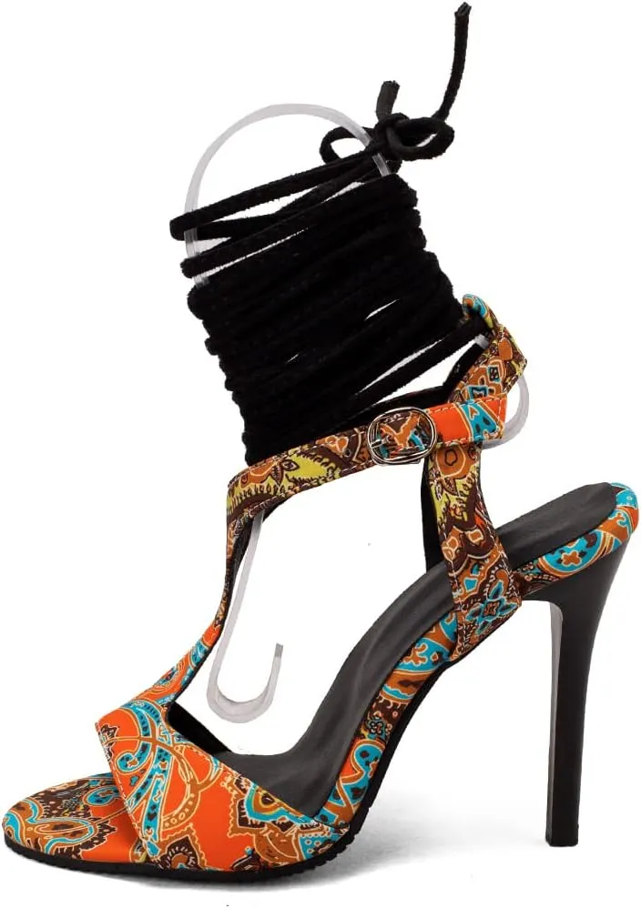 Women Fashion Stiletto Heel Lace-up Summer Shoes Ankle Strap Sandals