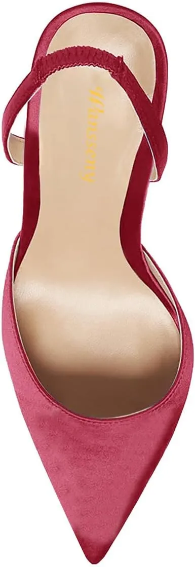 Women Gorgeous Crystal High Heel Slip On Slingback Pumps Pointed Toe Ladies Summer Evening Dress Shoes Size 4-16 US