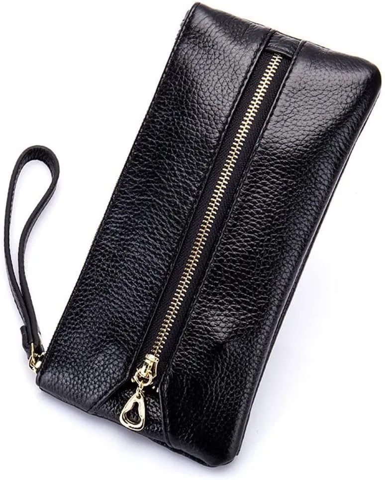 Women Leather Day Clutches Multifunctional Organizer Bag Lady Large Purse Key Case(E)