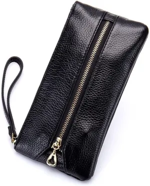 Women Leather Day Clutches Multifunctional Organizer Bag Lady Large Purse Key Case(E)