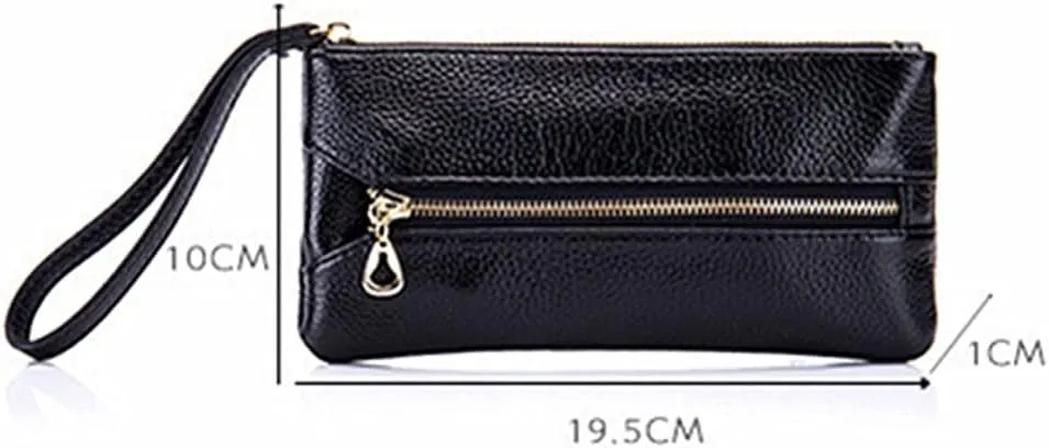 Women Leather Day Clutches Multifunctional Organizer Bag Lady Large Purse Key Case(E)