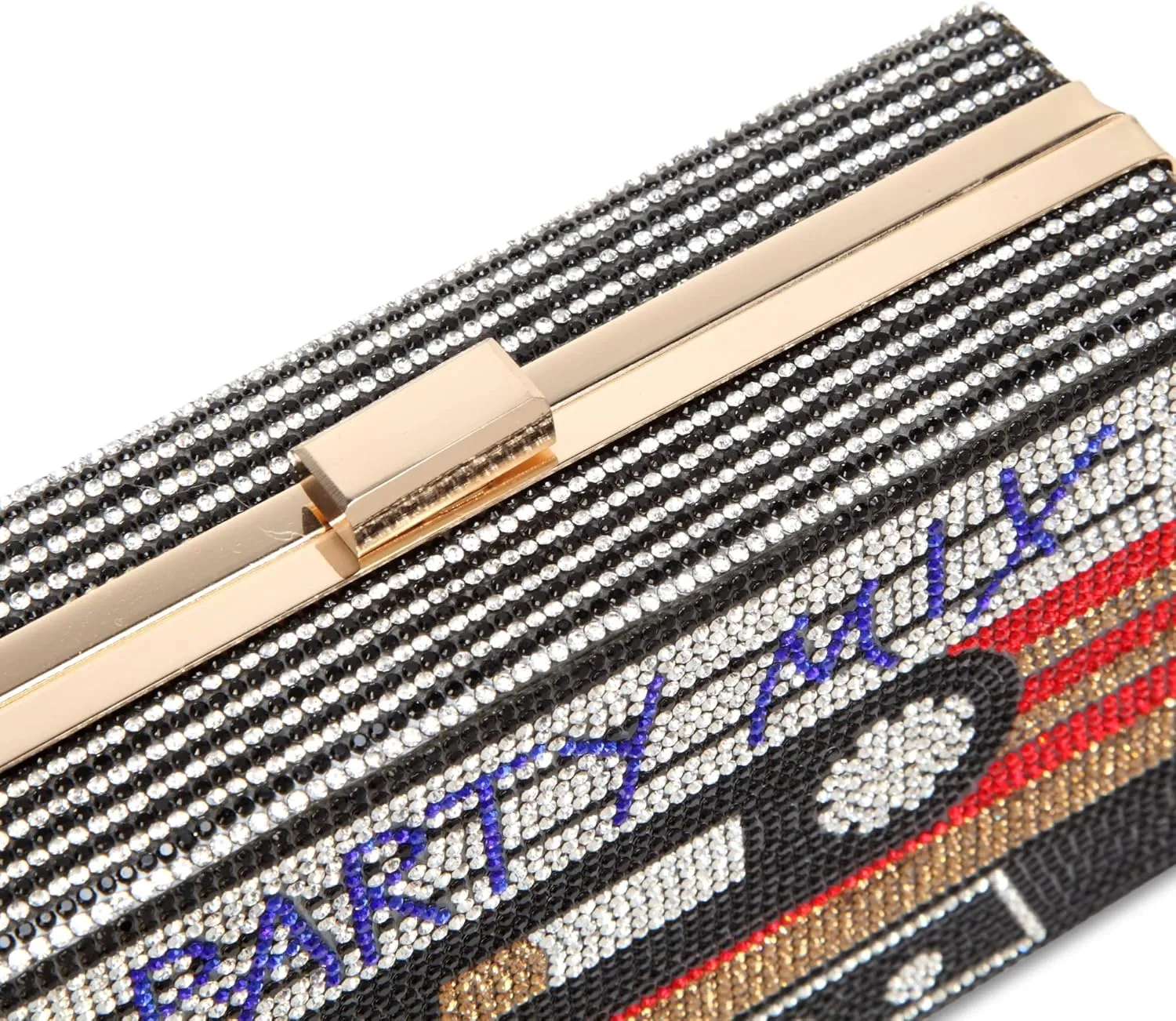 Women Retro Radio Shape Crossbody Bag Rhinestone Metal Vintage Evening Clutch Purses
