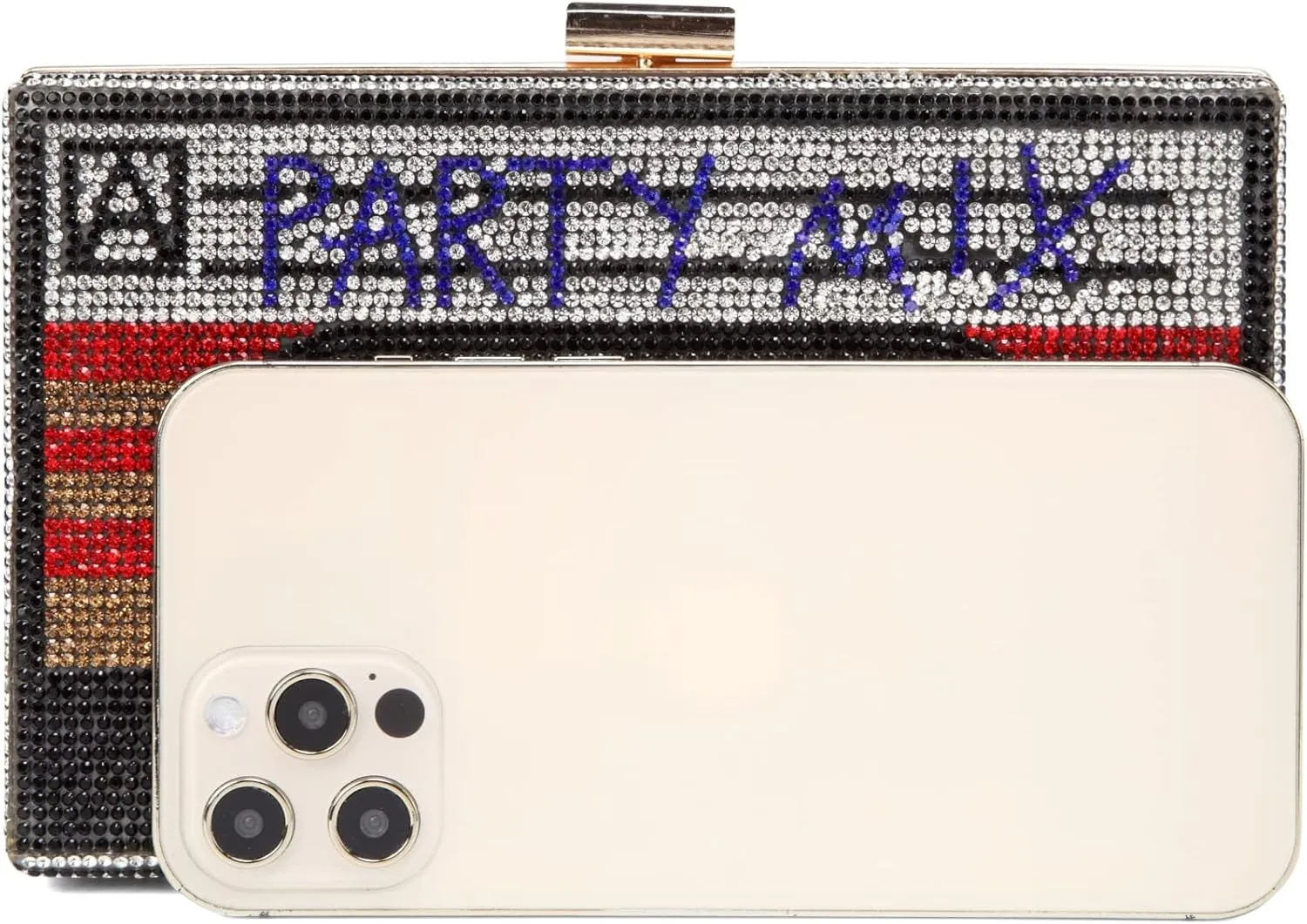 Women Retro Radio Shape Crossbody Bag Rhinestone Metal Vintage Evening Clutch Purses