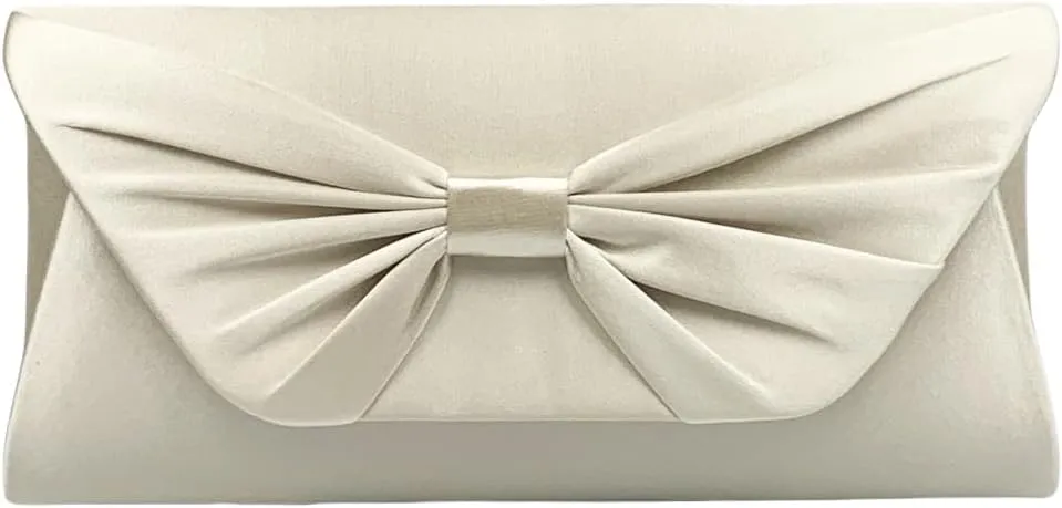 Women Satin Evening Clutch Handbag Elegant Bowknot Clutch Purse for Wedding/Prom/Cocktail
