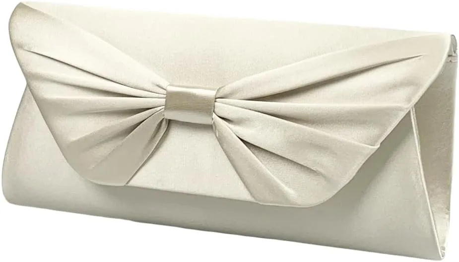 Women Satin Evening Clutch Handbag Elegant Bowknot Clutch Purse for Wedding/Prom/Cocktail