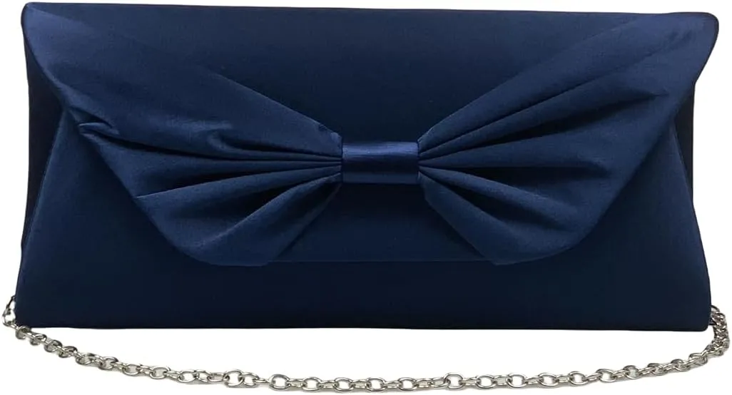 Women Satin Evening Clutch Handbag Elegant Bowknot Clutch Purse for Wedding/Prom/Cocktail