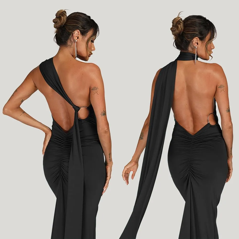 Women Sexy Backless Bodycon Sleeveless Open Back Maxi Dress for Going Out, Elegant Party Cocktail Long Dress