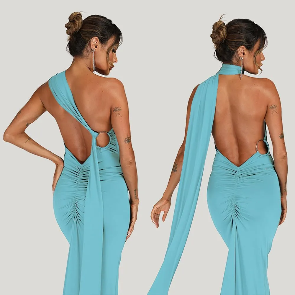 Women Sexy Backless Bodycon Sleeveless Open Back Maxi Dress for Going Out, Elegant Party Cocktail Long Dress