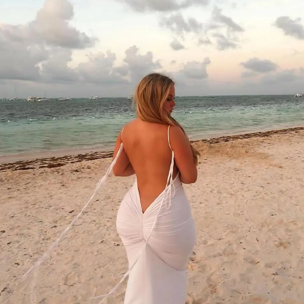Women Sexy Backless Bodycon Sleeveless Open Back Maxi Dress for Going Out, Elegant Party Cocktail Long Dress