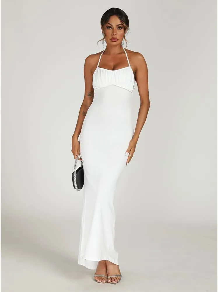 Women Sexy Backless Bodycon Sleeveless Open Back Maxi Dress for Going Out, Elegant Party Cocktail Long Dress
