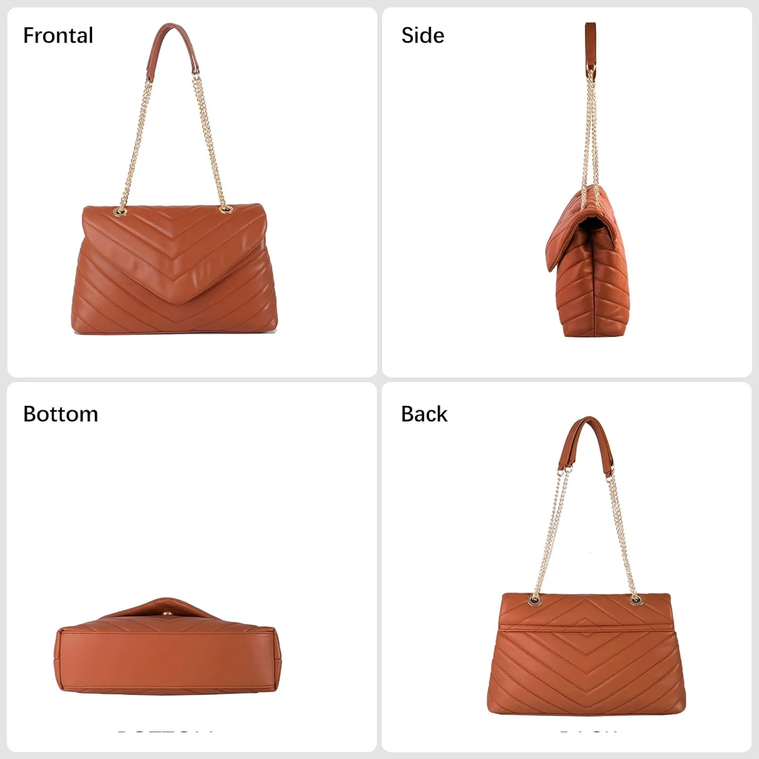 Women Shoulder Bag, Fashionable Quilted Vegan leather Crossbody Purses with Adjustable Chain Designer Purses