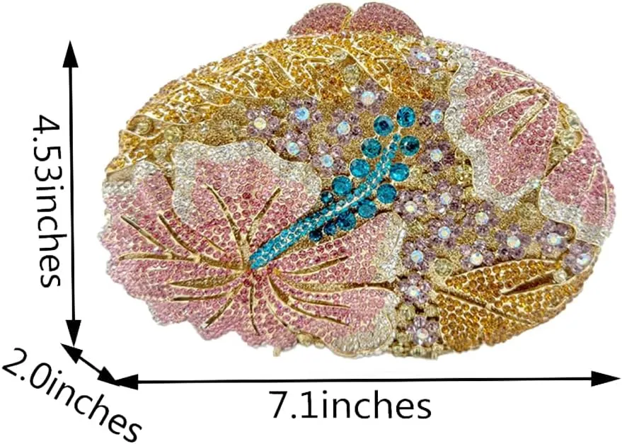 Women Sparkly Flower Diamonds Evening Bag Crystal Clutch Purse Rhinestone Bridal Clutch for Wedding Party Prom