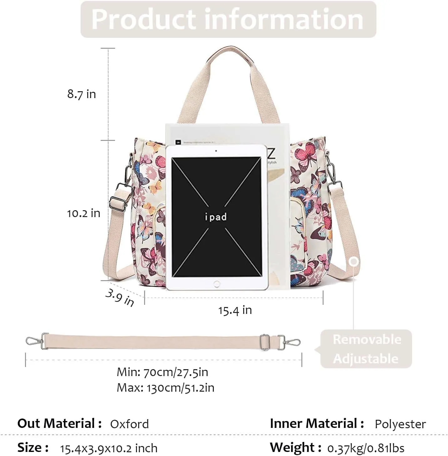 Women Utility Tote Bag Teacher Purses and Handbags for Nurse Waterproof Nylon Multi Pocket Shoulder Bag Work Tote Bag