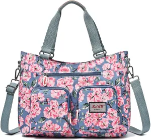 Women Utility Tote Bag Teacher Purses and Handbags for Nurse Waterproof Nylon Multi Pocket Shoulder Bag Work Tote Bag
