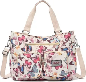 Women Utility Tote Bag Teacher Purses and Handbags for Nurse Waterproof Nylon Multi Pocket Shoulder Bag Work Tote Bag