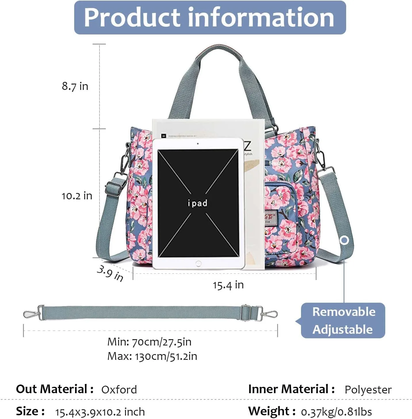 Women Utility Tote Bag Teacher Purses and Handbags for Nurse Waterproof Nylon Multi Pocket Shoulder Bag Work Tote Bag