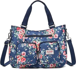 Women Utility Tote Bag Teacher Purses and Handbags for Nurse Waterproof Nylon Multi Pocket Shoulder Bag Work Tote Bag