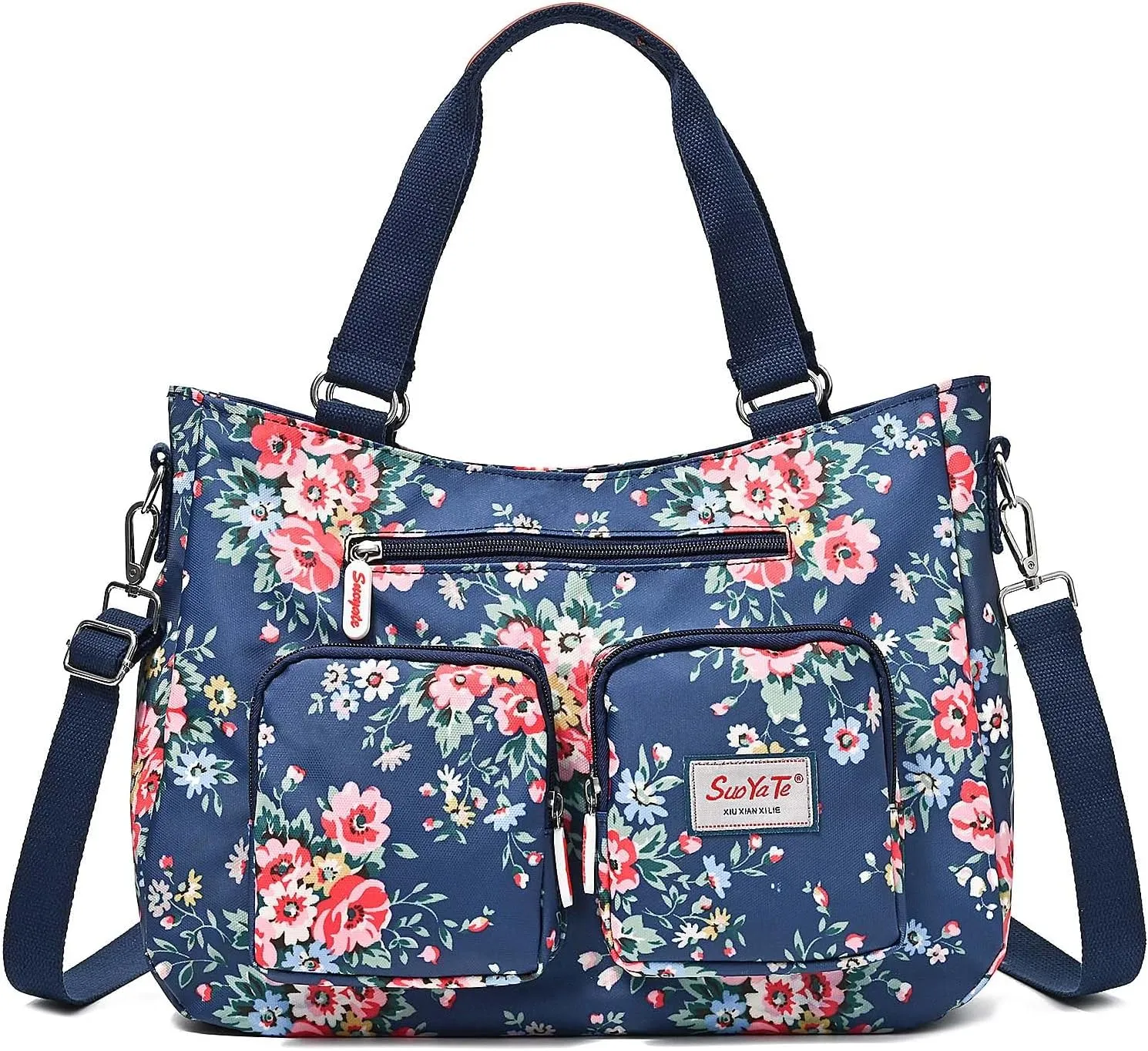 Women Utility Tote Bag Teacher Purses and Handbags for Nurse Waterproof Nylon Multi Pocket Shoulder Bag Work Tote Bag