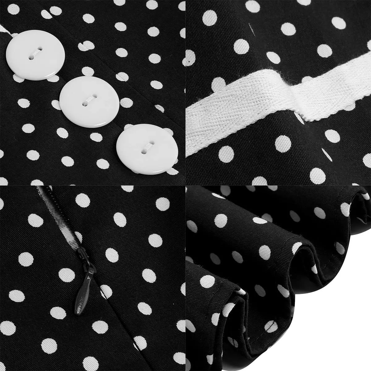 Women Vintage 1950s Retro Polka Dot Swing Dress Sleeveless Backless Halter Neck