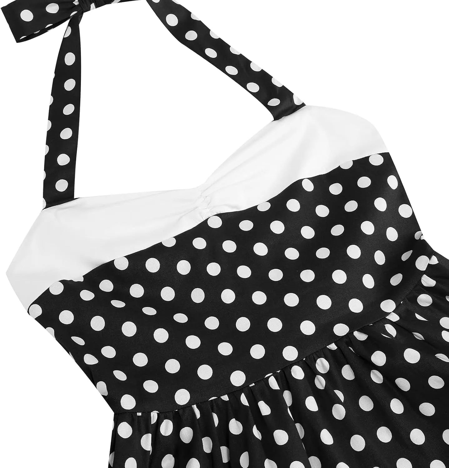 Women Vintage 1950s Retro Polka Dot Swing Dress Sleeveless Backless Halter Neck