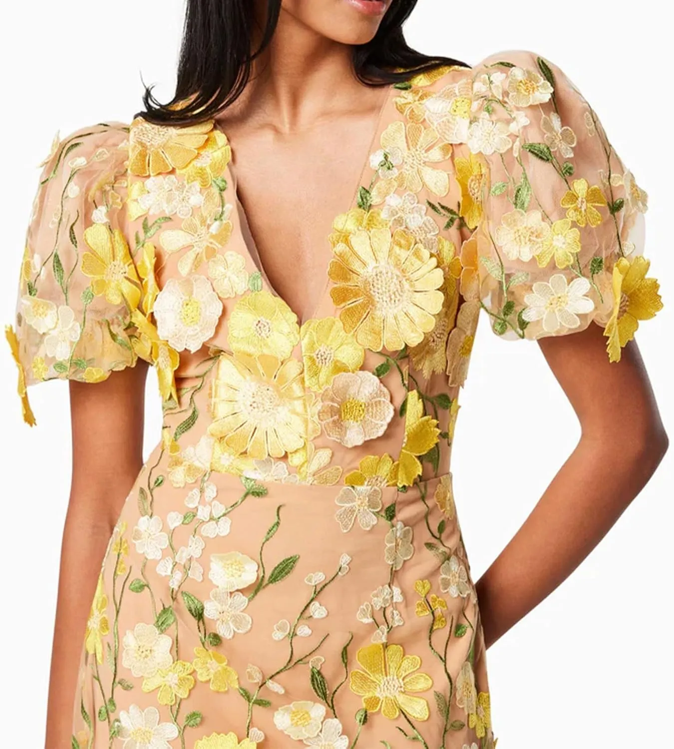 Women's 3D Floral Embroidery Dress 2025 Bodycon Ruffle Sleeve Fishtail Lace Cocktail Party Mixi Dresses