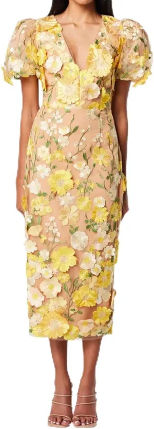 Women's 3D Floral Embroidery Dress 2025 Bodycon Ruffle Sleeve Fishtail Lace Cocktail Party Mixi Dresses