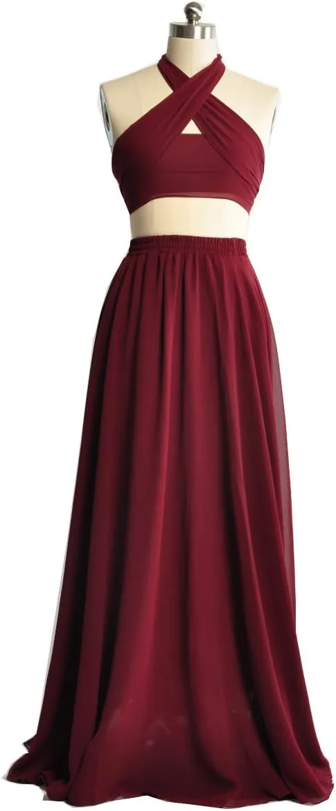 Women's Beatiful Bow Tie Summer Beach Chiffon High Waist Maxi Skirt