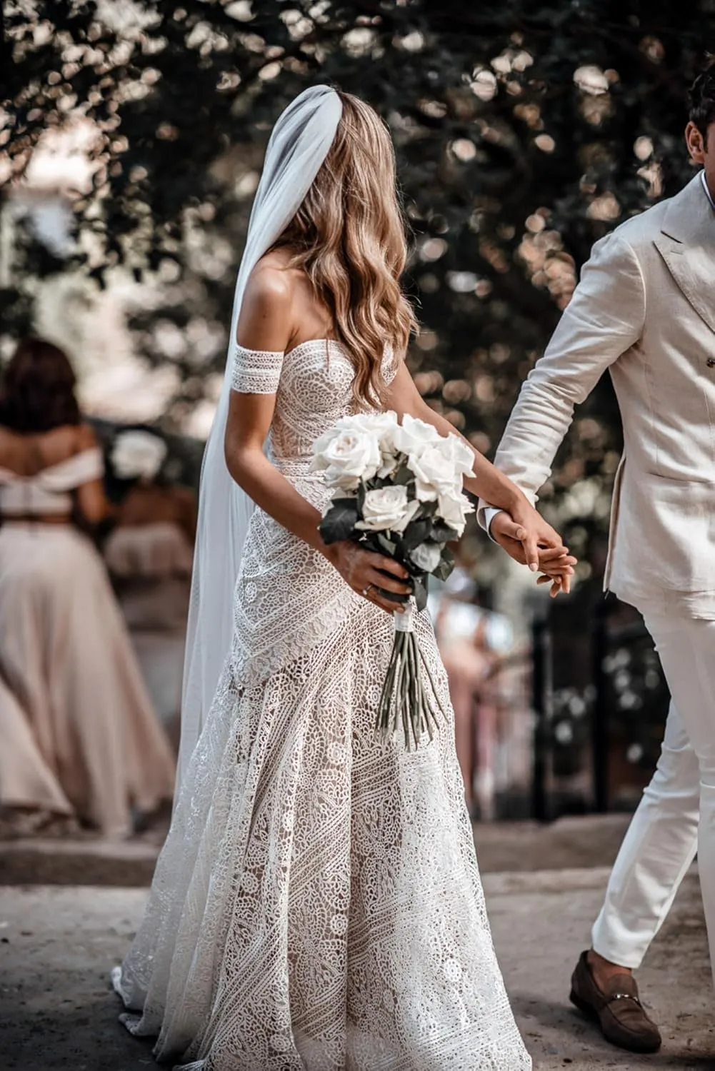 Women's Bohemian Wedding Dresses Sweetheart Mermaid Lace Bridal Gown