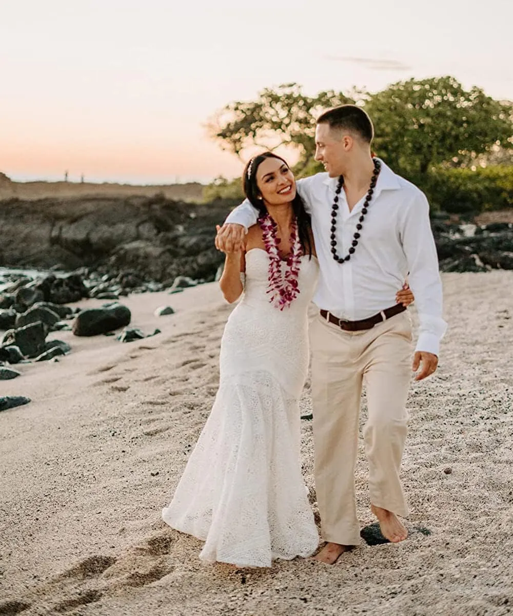 Women's Bohemian Wedding Dresses Sweetheart Mermaid Lace Bridal Gown