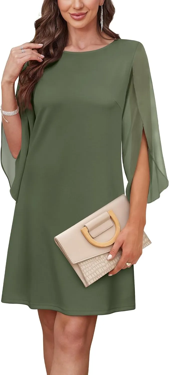 Womens Cocktail Dresses Flutter Sleeve Formal Dresse Wedding Guest Dresses for Women 2025 Trendy