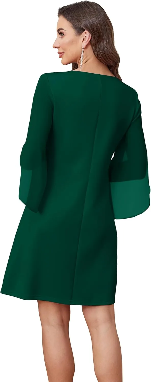 Womens Cocktail Dresses Flutter Sleeve Formal Dresse Wedding Guest Dresses for Women 2025 Trendy