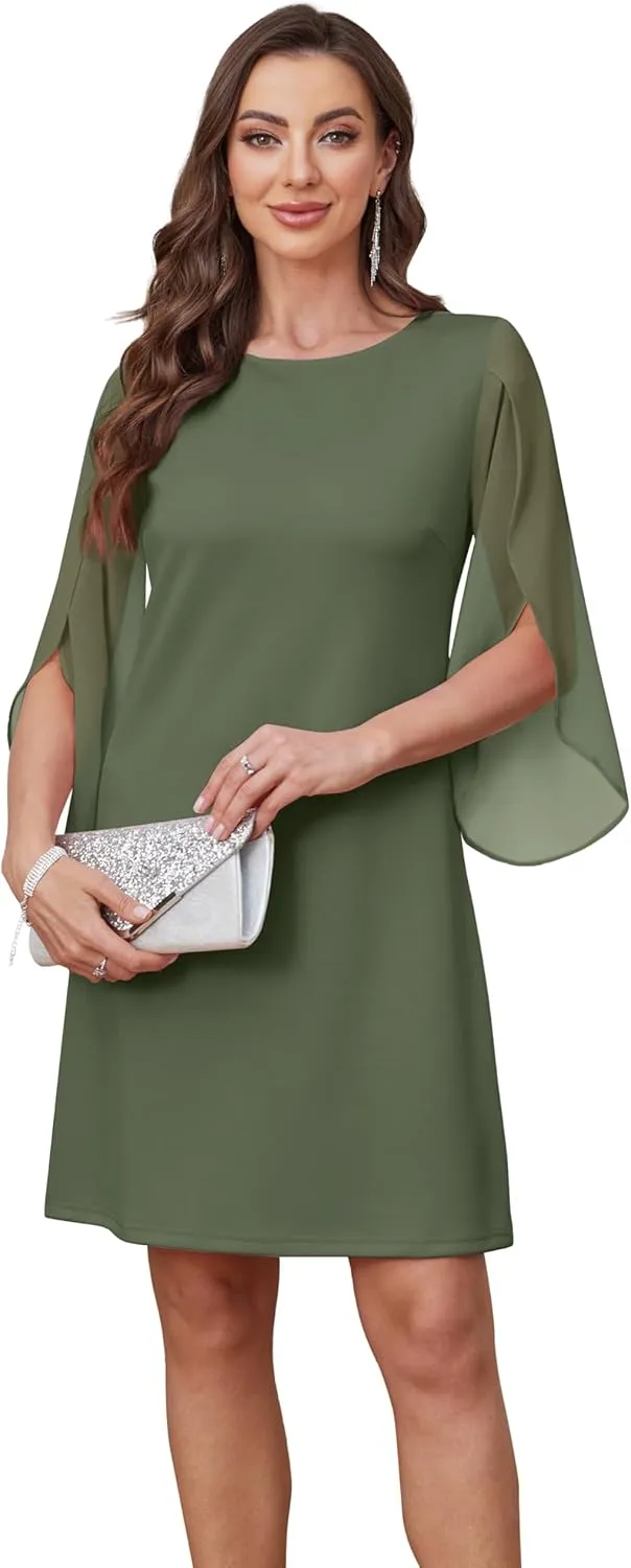 Womens Cocktail Dresses Flutter Sleeve Formal Dresse Wedding Guest Dresses for Women 2025 Trendy
