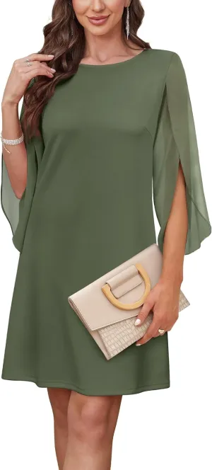 Womens Cocktail Dresses Flutter Sleeve Formal Dresse Wedding Guest Dresses for Women 2025 Trendy