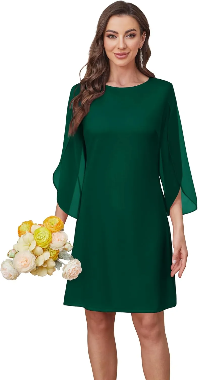 Womens Cocktail Dresses Flutter Sleeve Formal Dresse Wedding Guest Dresses for Women 2025 Trendy