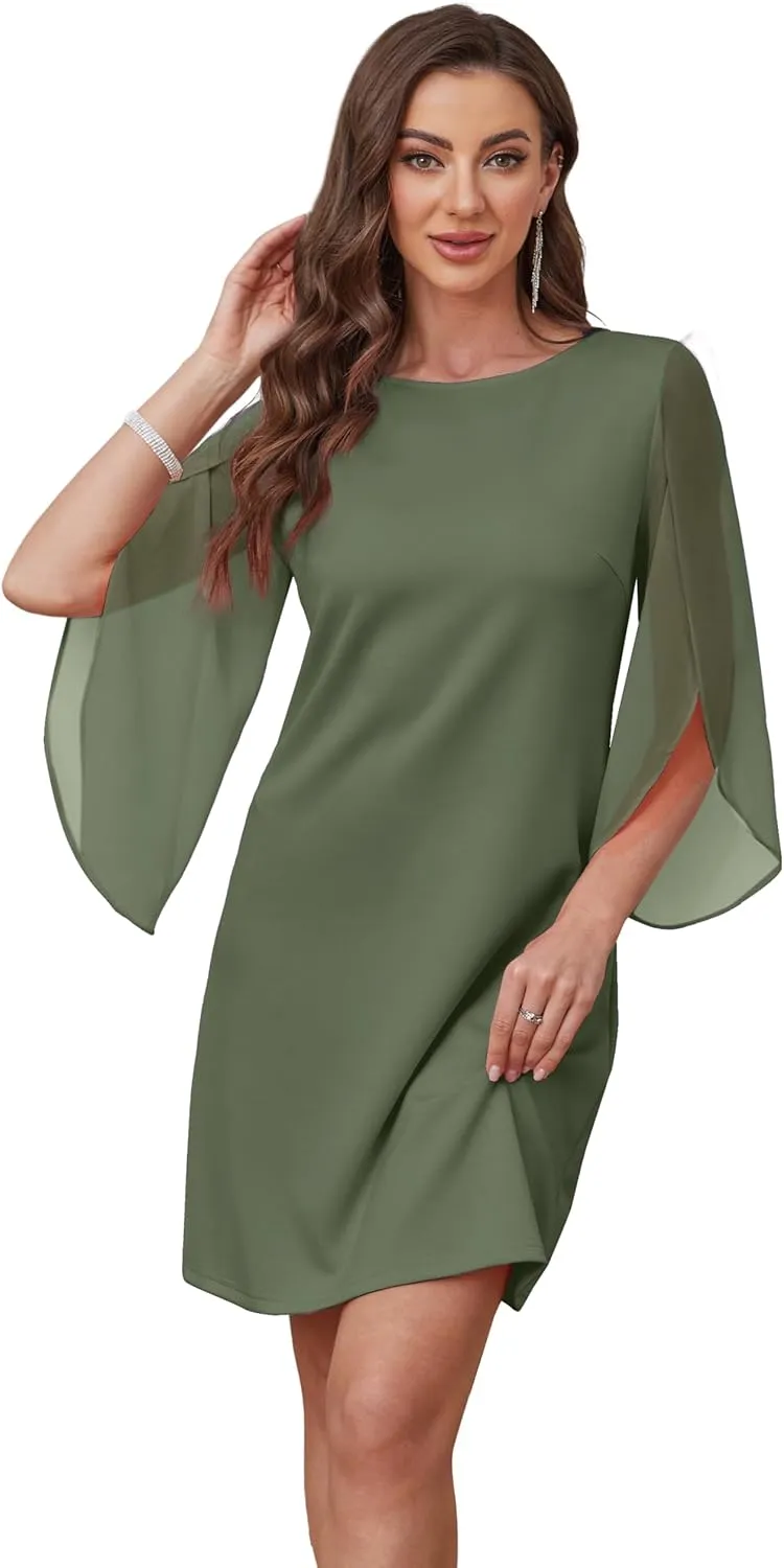Womens Cocktail Dresses Flutter Sleeve Formal Dresse Wedding Guest Dresses for Women 2025 Trendy