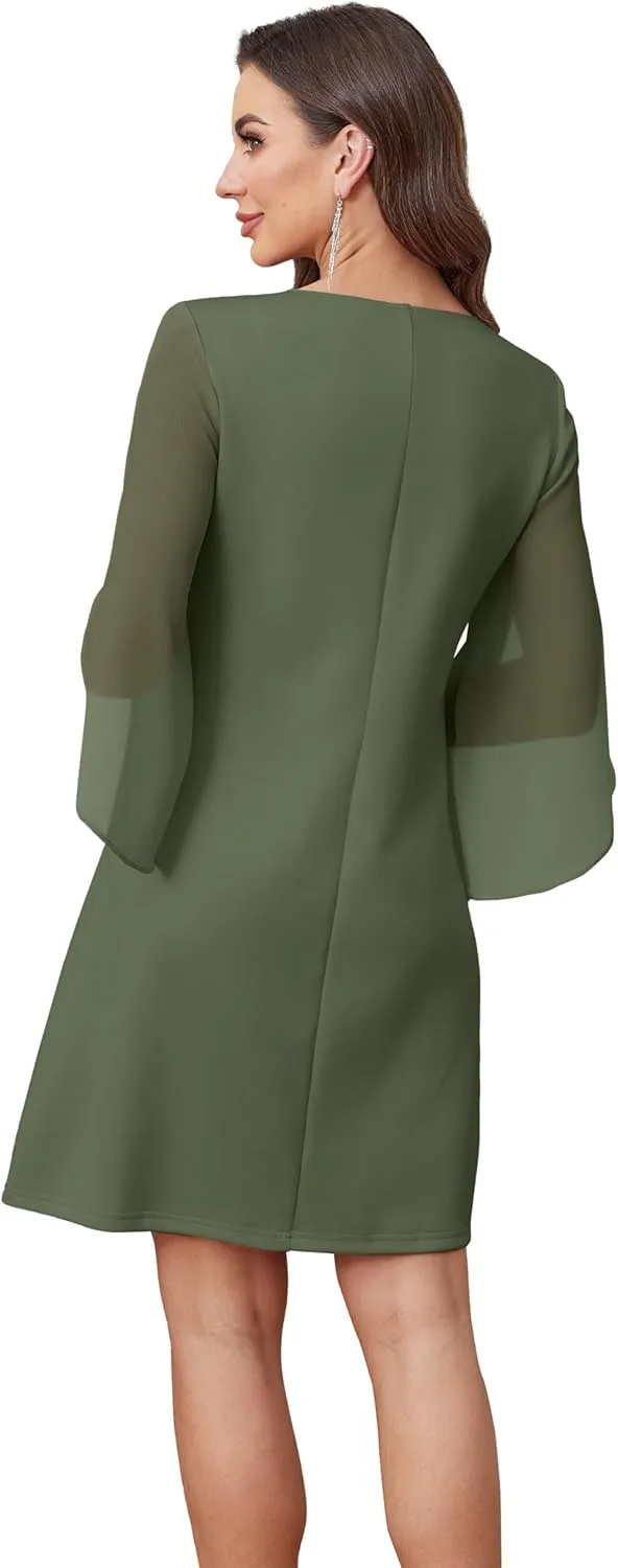 Womens Cocktail Dresses Flutter Sleeve Formal Dresse Wedding Guest Dresses for Women 2025 Trendy