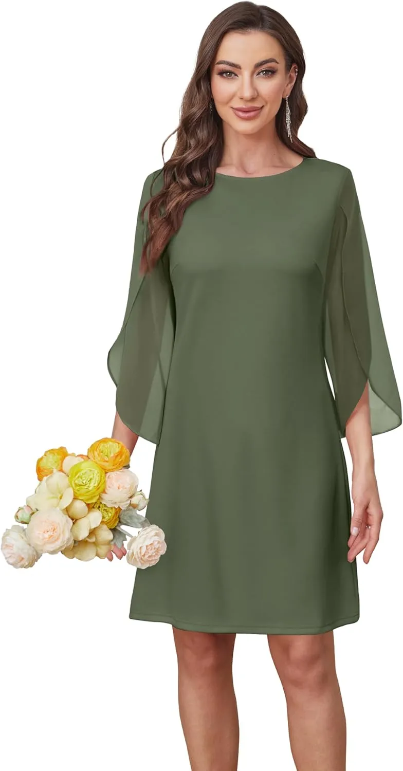 Womens Cocktail Dresses Flutter Sleeve Formal Dresse Wedding Guest Dresses for Women 2025 Trendy